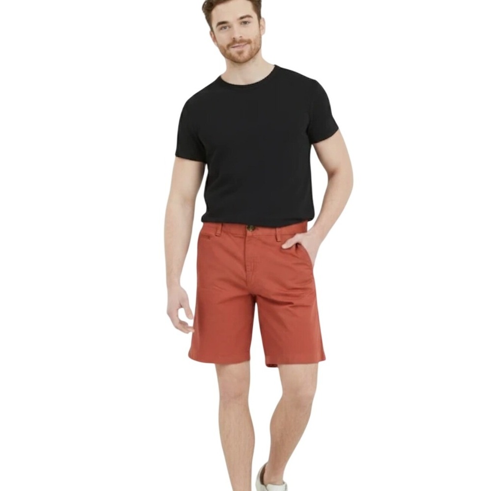 14th & Union Mens Slim‎ Fit Performance Shorts 34W Burnt Orange Stretch NWT